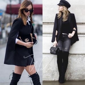 Black blazer cape open sleeve jacket work wear